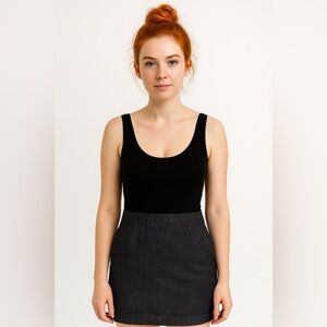 DKNY | Black and Denim Sleeveless Mini Dress With Pockets